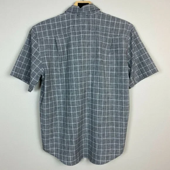Orvis Shirt M Tech Performance Short Sleeve Button Up Plaid Gray White Mens - Picture 5 of 9